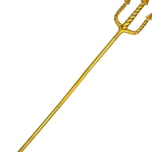 60in Gold Plastic Trident Spear Toy, King Neptune Costume Accessory for Cosplay
